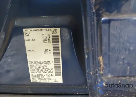 2016 Nissan Altima 2.5 Sr from USA, damaged, VIN 1N4AL3AP4GC276169